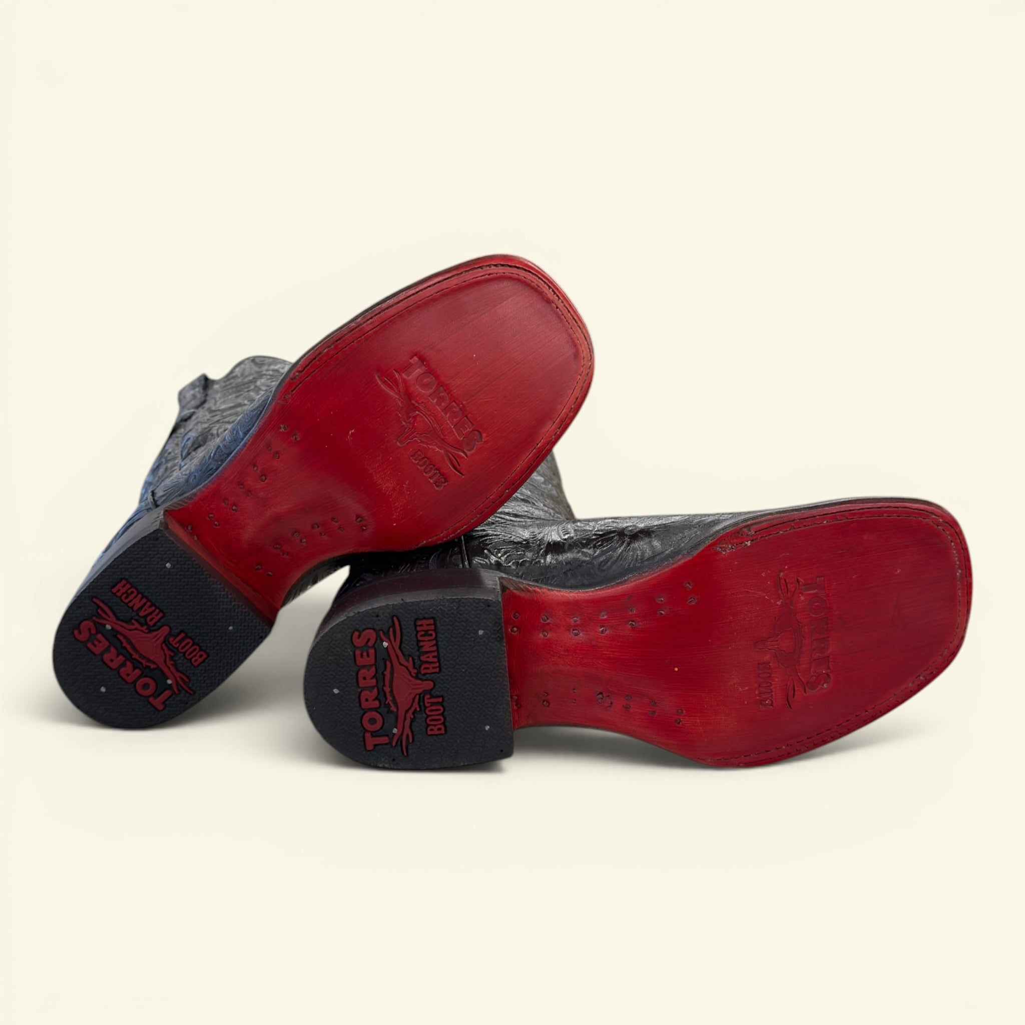 Torres Boot Ranch - Midnight Magnolia - Handtooled Black