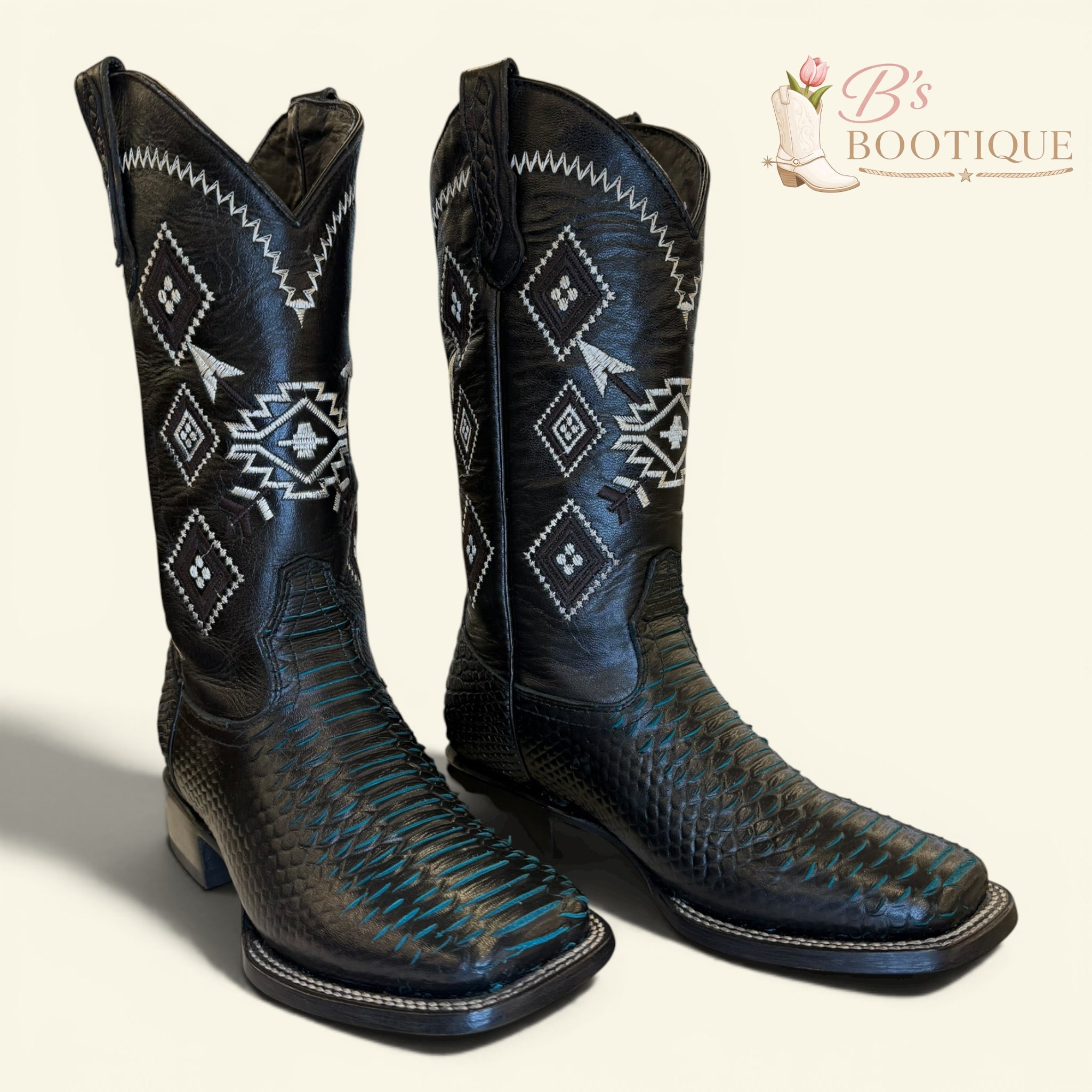 Torres Boot Ranch - Python - Black\Aqua