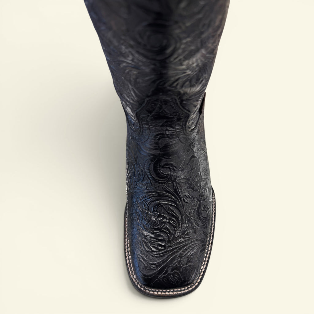 Torres Boot Ranch - Midnight Magnolia - Handtooled Black